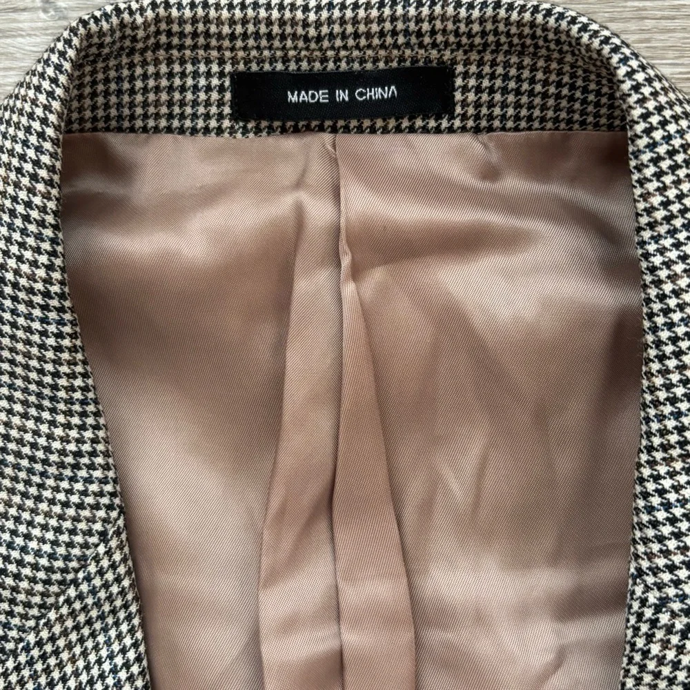 Lauren Ralph Lauren Blazer Jacket Men 46R Brown Houndstooth Wool Single Breasted
